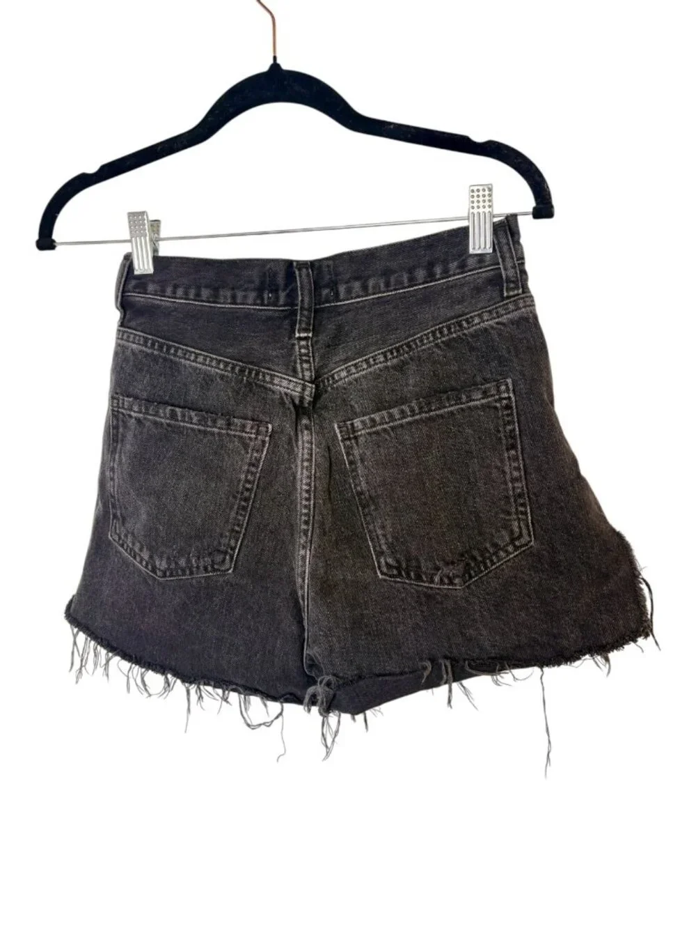 AGOLDE Black Dee Ultra High Rise Cutoff Denim Shorts 3